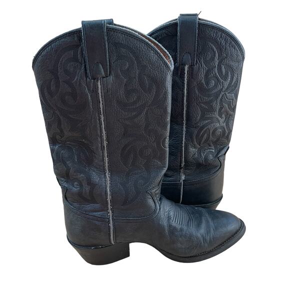 Tony Lama Black Leather Cowboy Boots ZR Oil Resistant Men’s Size 10EE Extra Wide - Picture 2 of 11